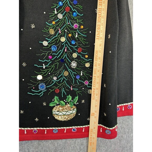 Vintage Christmas Sweater Women's M Beaded Jeweled Tree Cowl Neck BP Design - Picture 7 of 11